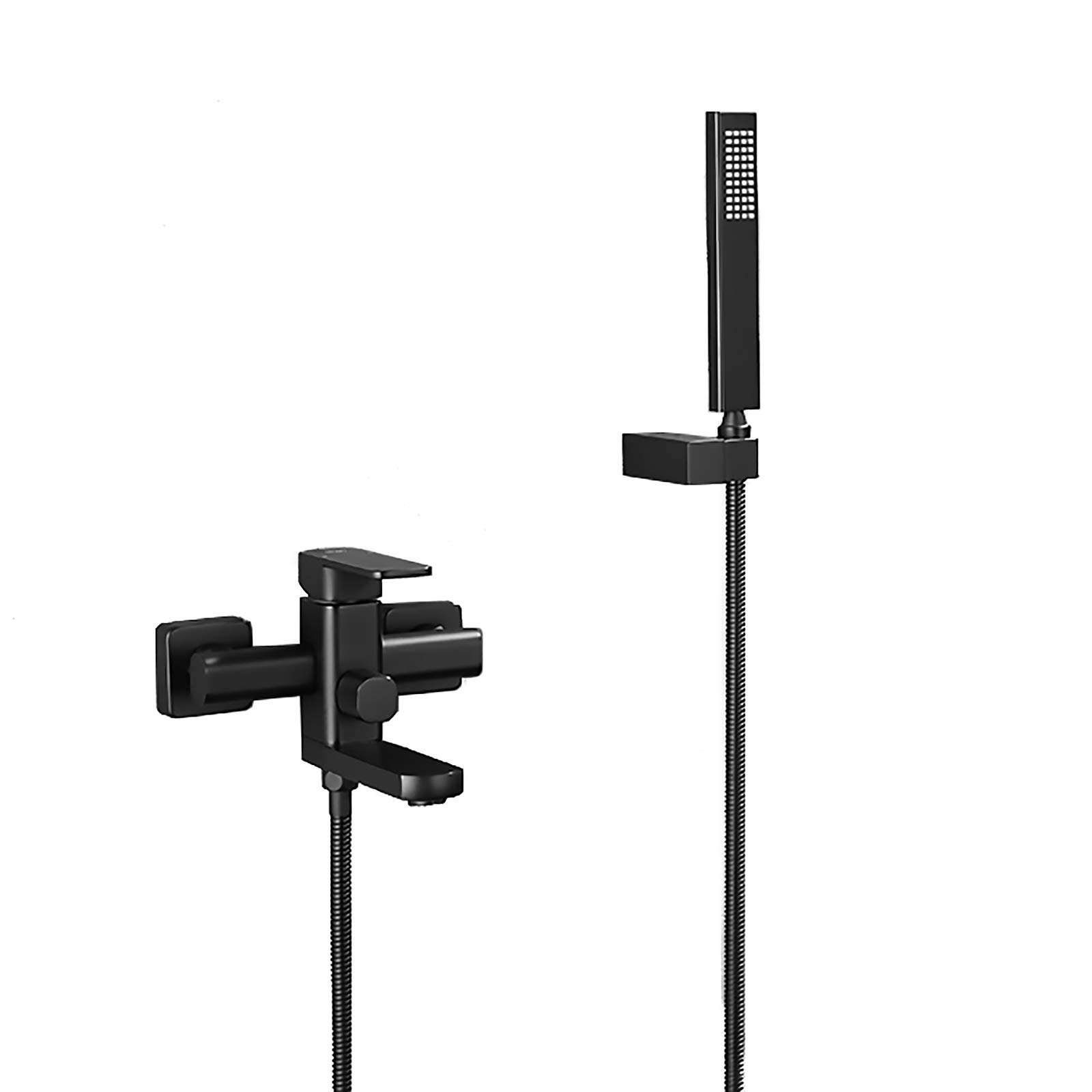 JYBNBBE Bathtub Faucet Brass Bathtub Tap Single Handle Dual Control Tub Faucet Wall Mounted Bathroom Bathtub Mixer Tap with Brass Handheld Shower Bathtub Filler Mixer Tap,Black