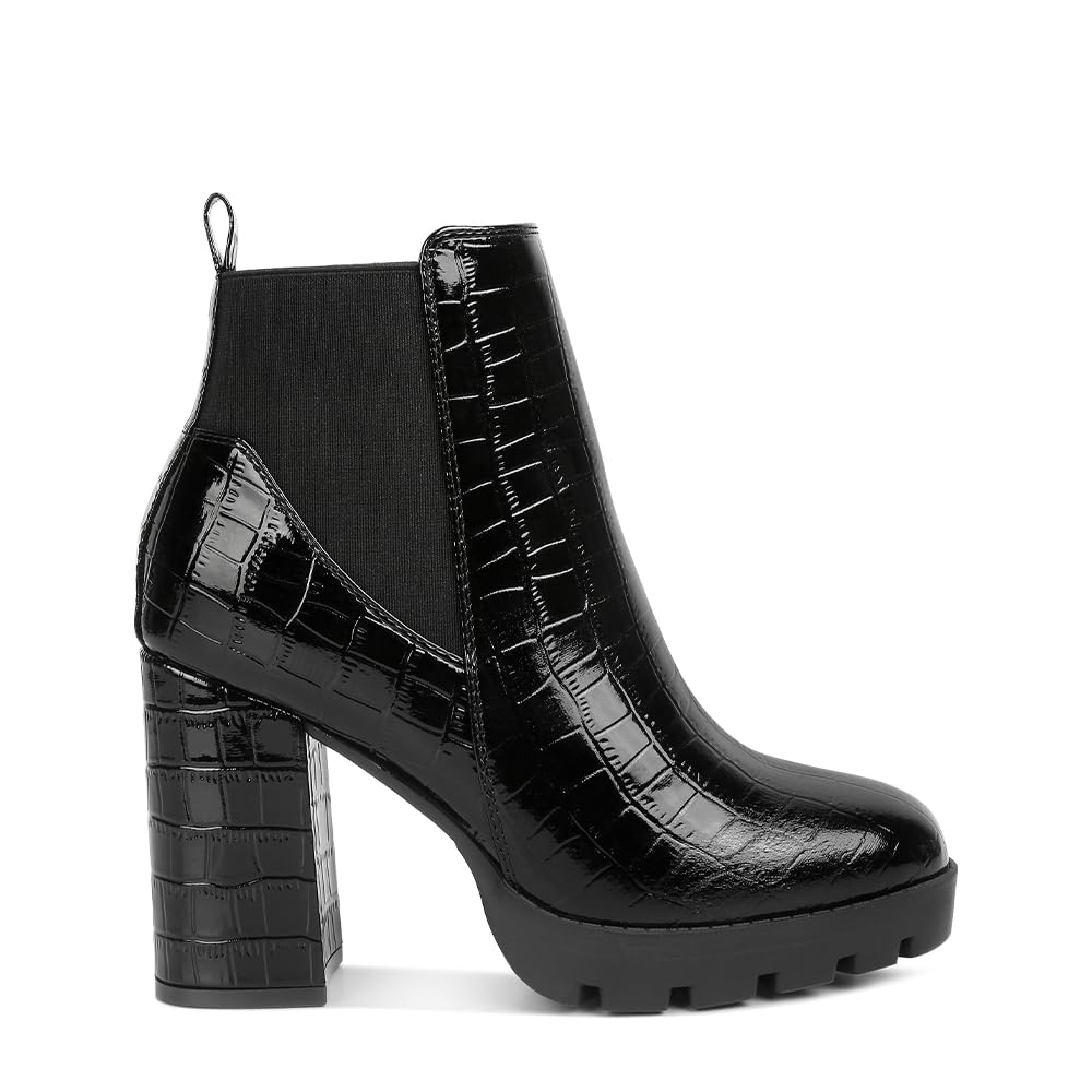 Foxy Faux Leather Croc Chelsea Boots