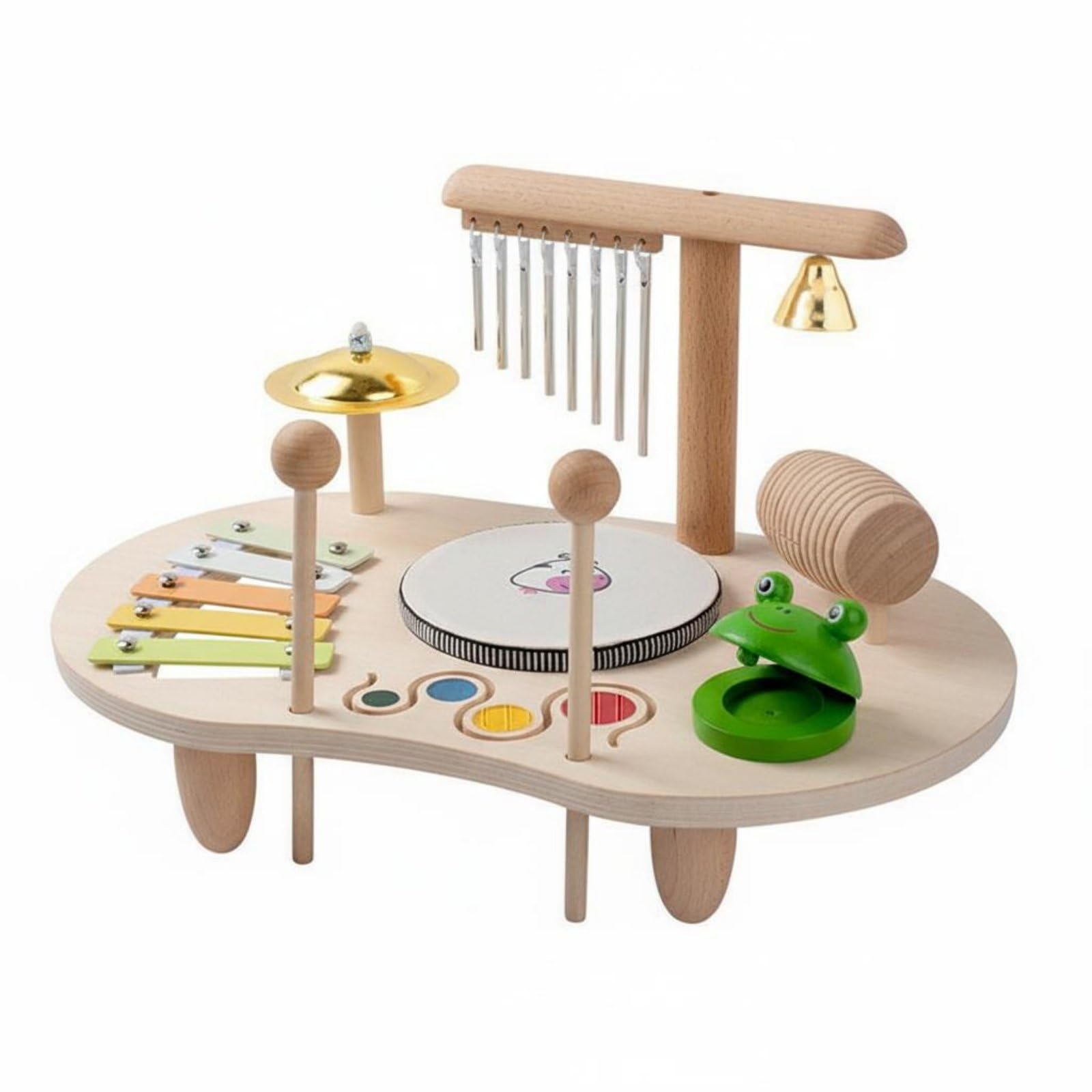 Hand-Eye Coordination Training Wooden Musical Instrument Set Natural Wood Kids Rhythm Instrument Set Child-Safe Design Wooden Educational Toy Great Gift Idea for Toddlers, Babies, Kinderg-image-27