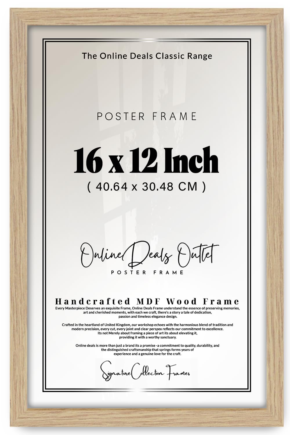 Online Deals | MDF Picture Frame (40.64 x 30.48 CM) Rectangle for DIY Vision Boards, Scrapbook & Memory Keepsakes, MDF Build, Secure Mounting Hooks [ Oak ]