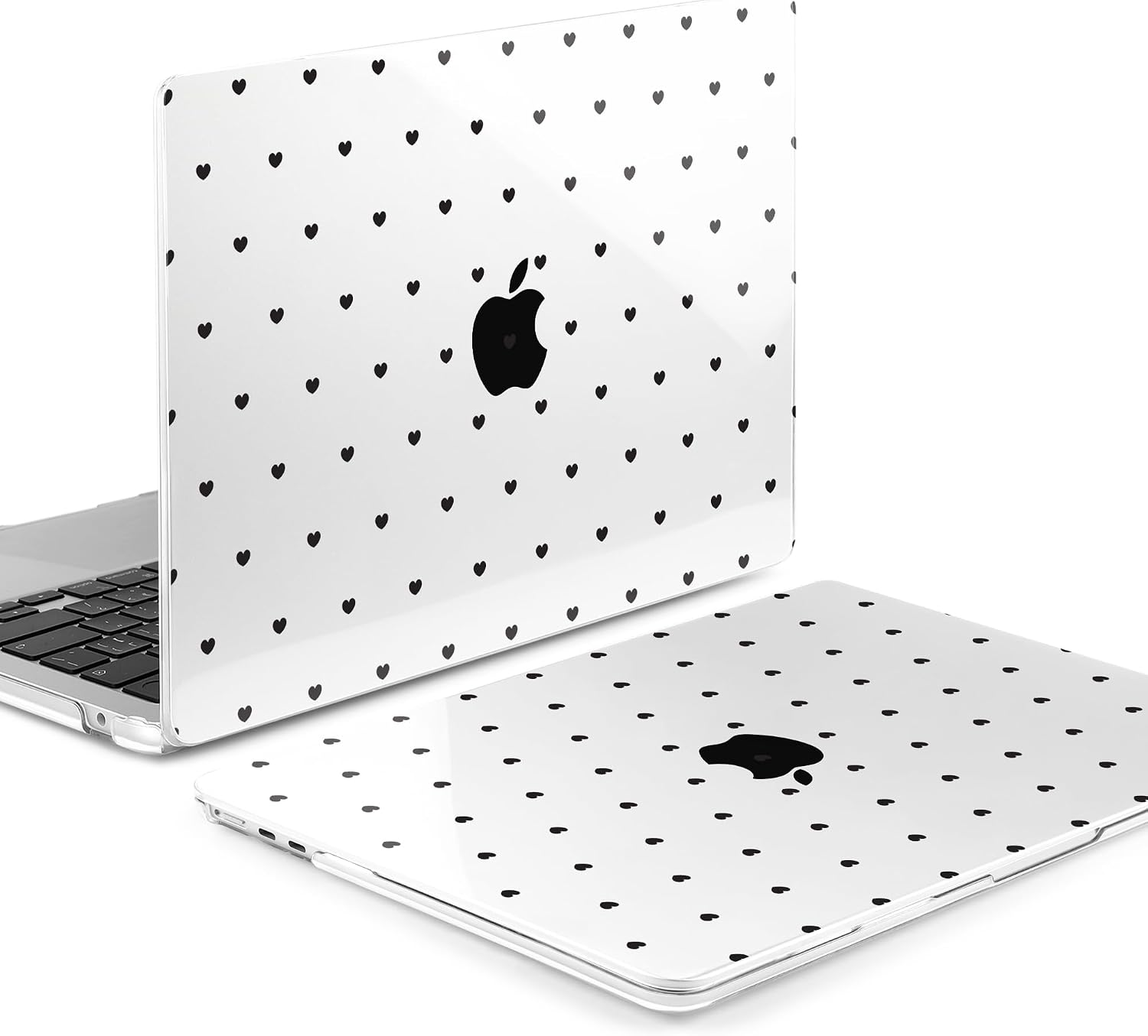 MEEgoodo for M5/M4/M3/M2 MacBook Air 15 inch Case 2026 2025 2024 2023, Case Fit Model (A3448/A3241/A3114/A2941) for MacBook Air 15.3 inch, Black Hearts image 3