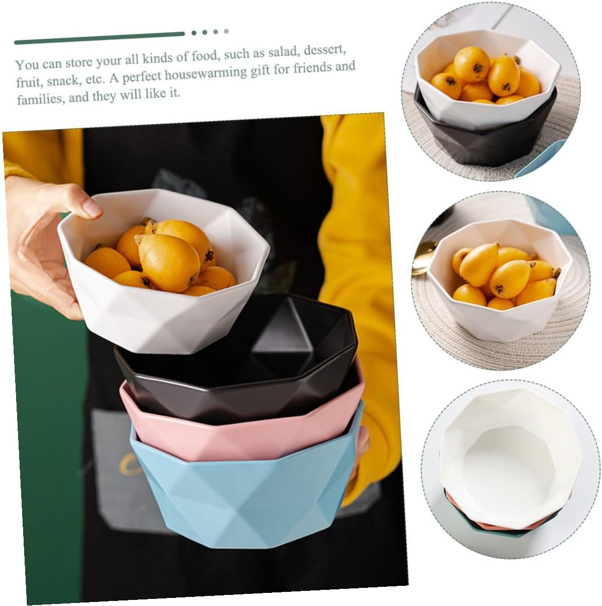 Small Ceramic Rice Bowls Set of 2 Irregular Shape Food Serving Bowls Soup and Dessert Breakfast Multi-use Kitchen Dining