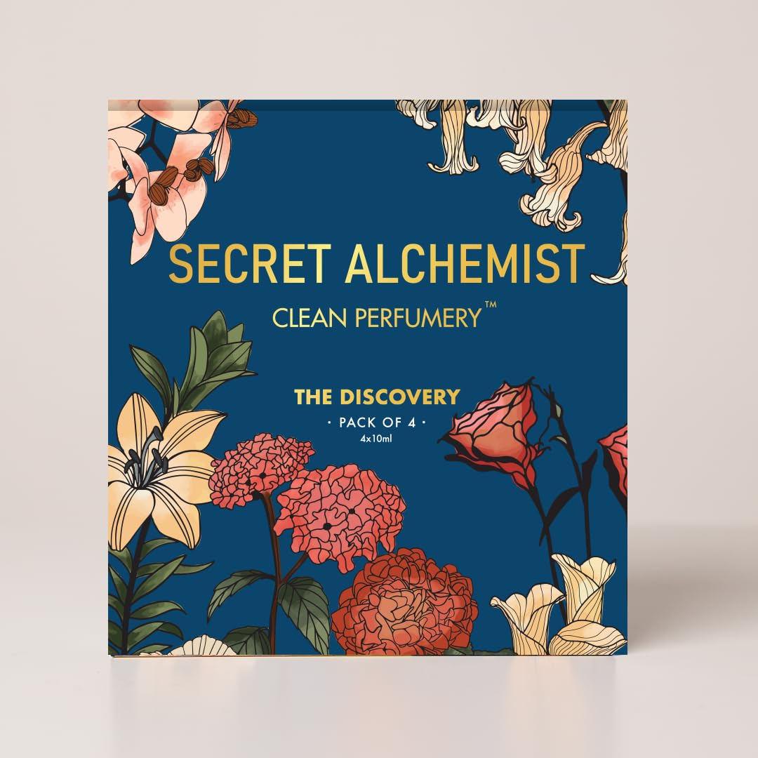 Secret Alchemist Alchemy Discovery Set of 4, Clean Perfume Gift Set, 4 x 10ml | Madurai Jasmine, Rare Vanilla,Rose Oud & Sandalwood Nostalgia | Long Lasting Unisex EDP Gift Set for Women & Men-image-21