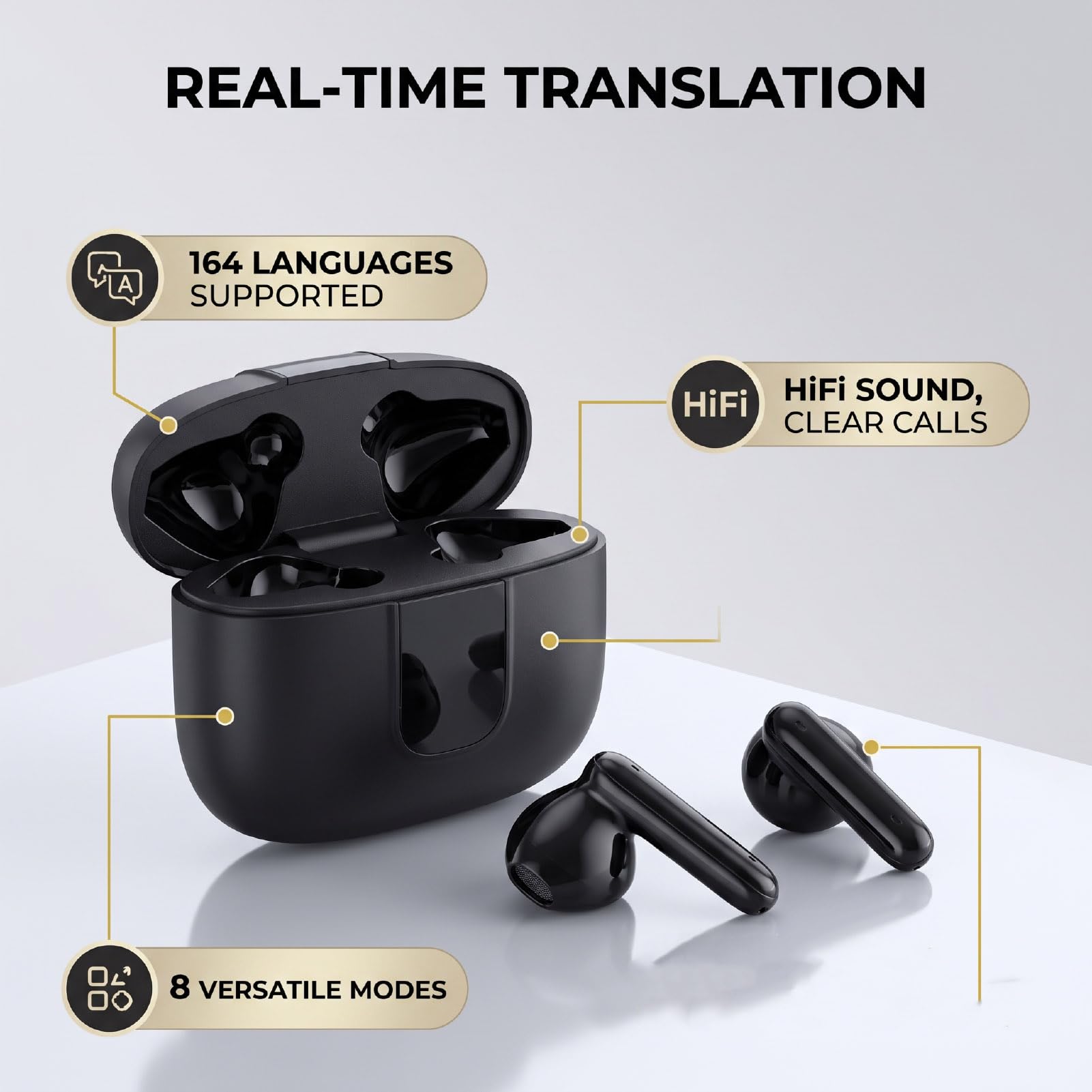 VBESTLIFE Auricolari Traduttore AI 164 Lingue Bluetooth 5.3