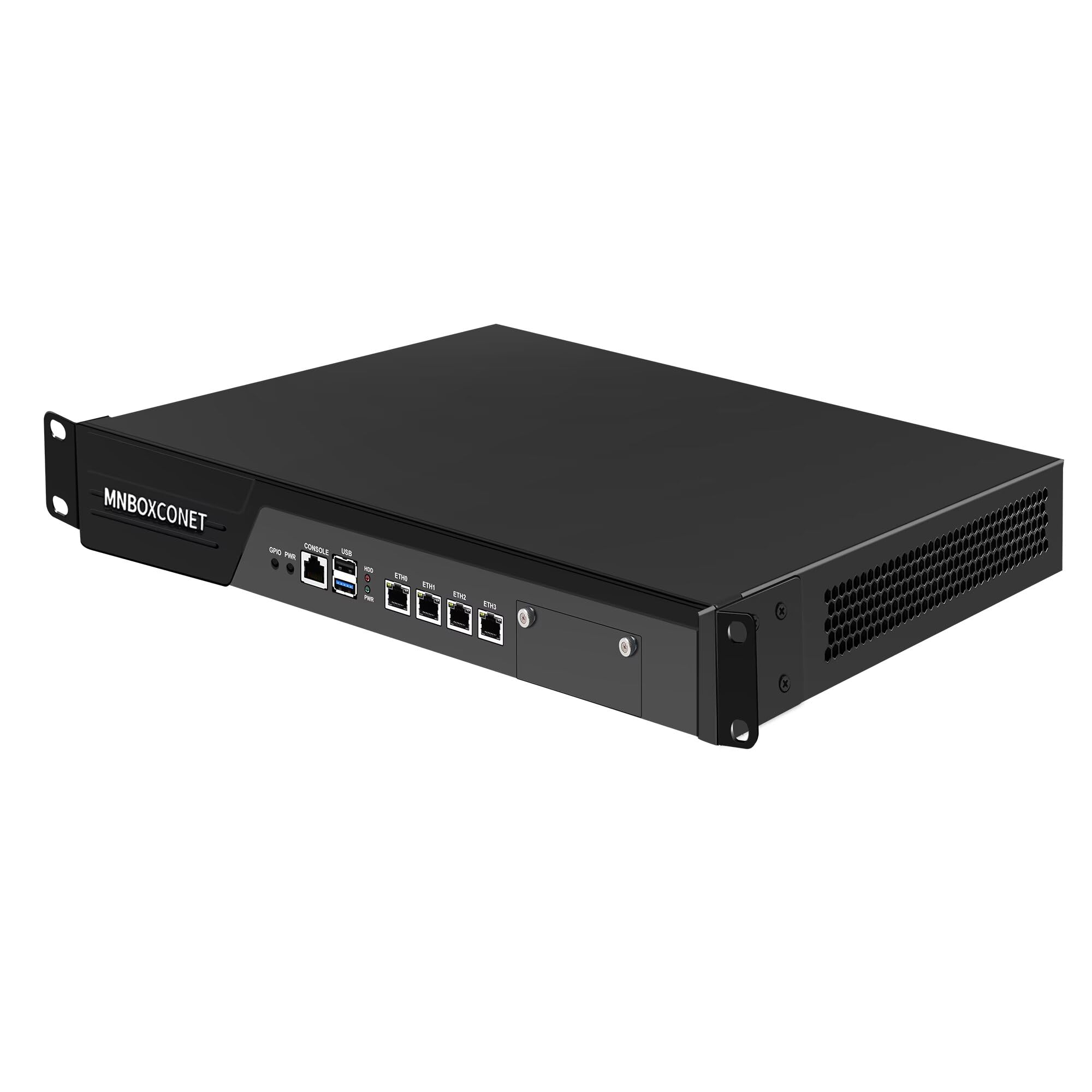 Firewall Appliance 1U N300, 19'' Rack Server Router PC, 4 x 2.5GbE I-226V LAN, OPNsense Homelab Server, DDR5 NO RAM NO SSD Barebone, Network Security Hardware VGA Display, Console