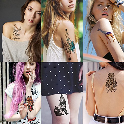 Kotbs 6 Sheets Temporary Tattoos for Women Men Waterproof Temporary Animal Tattoo Sticker Body Art Fake Tattoo