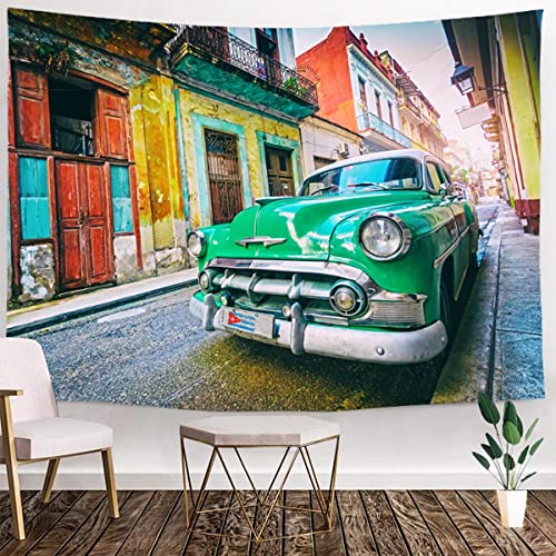Ulticool - Auto Cuba Vintage Intérieur - Tapisserie murale - 200x150 cm - Grande tapisserie - Poster Décoration - Hippie Retro Accessoires Bohemian - Toile - Peinture - Tapestry