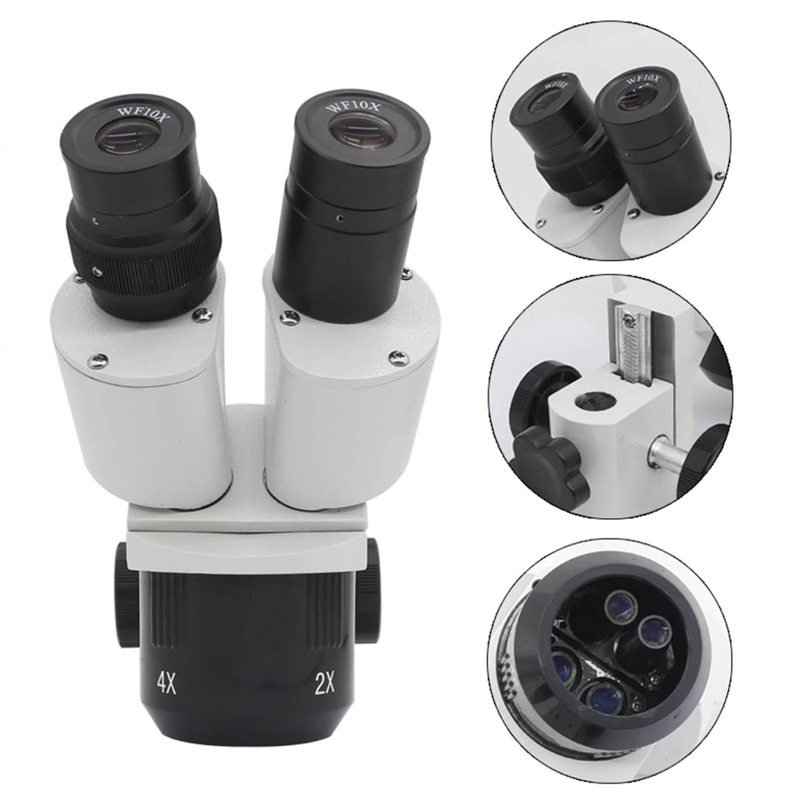 Cabezal de microscopio estéreo 10X 30X o 20X 40X, pieza accesorio Industrial, oculares WF10X, lente objetivo 1X 3X 2X 4X(20X 40X)