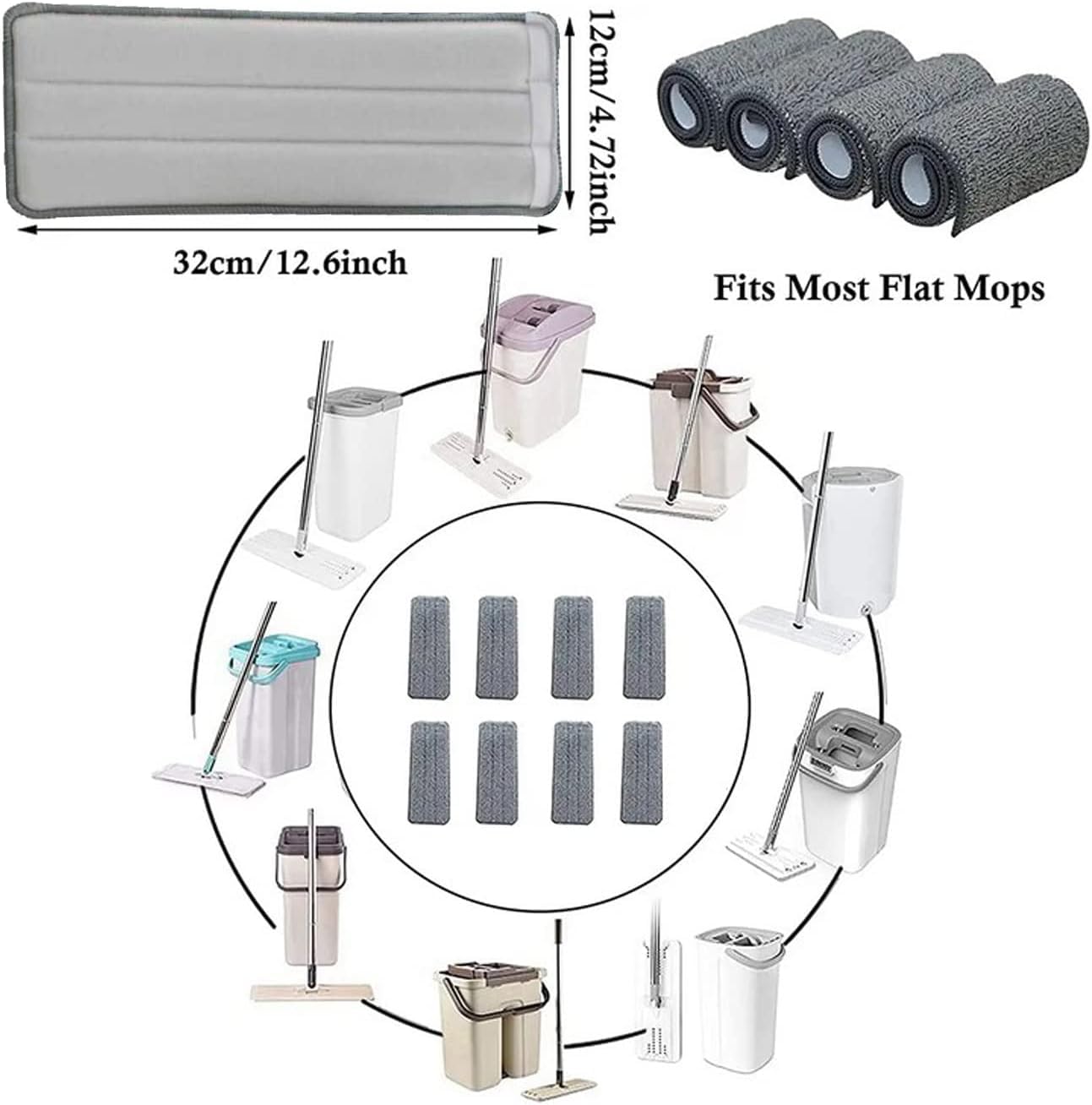 Panni Ricambio Per Mocio 8 Pezzi | Lavabili In Lavatrice | Microfibra Per Pavimenti - Foto 8