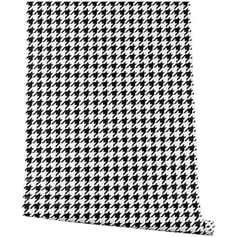 Peel and Stick Vinyl Black White Houndstooth Contact Paper Wallpaper Self Adhesive Houndstooth Geometric Shelf Drawer Liner Furniture Wall Sticker 45CMX3M Cover