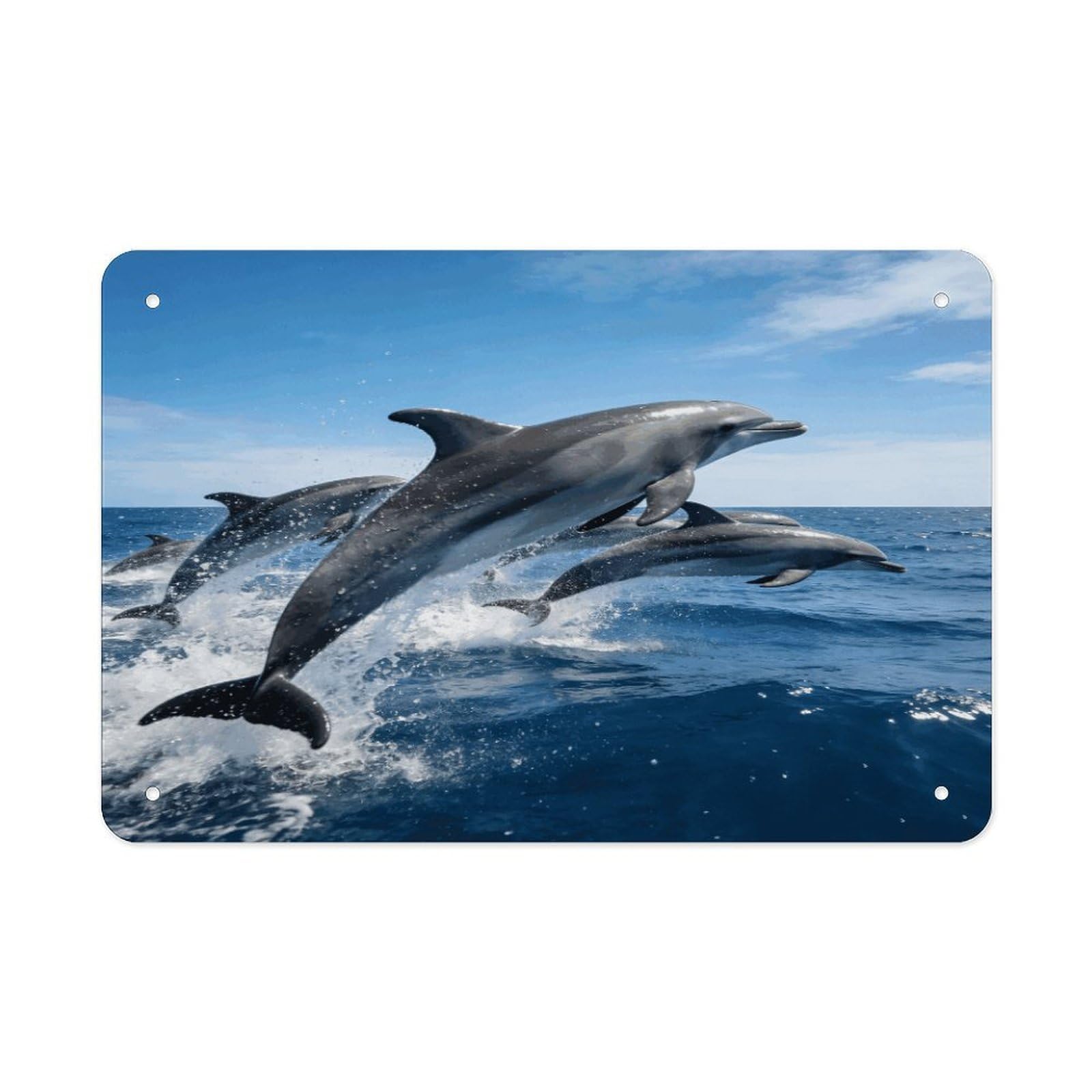 Khauerbc Style Dolphins Tin Sign Iron Sheet Painting Unframed 11.8X7.9 Inch Metal Poster Wall Decor Iron Painting Wall Prints For Living Room Bedroom Office Home Decor