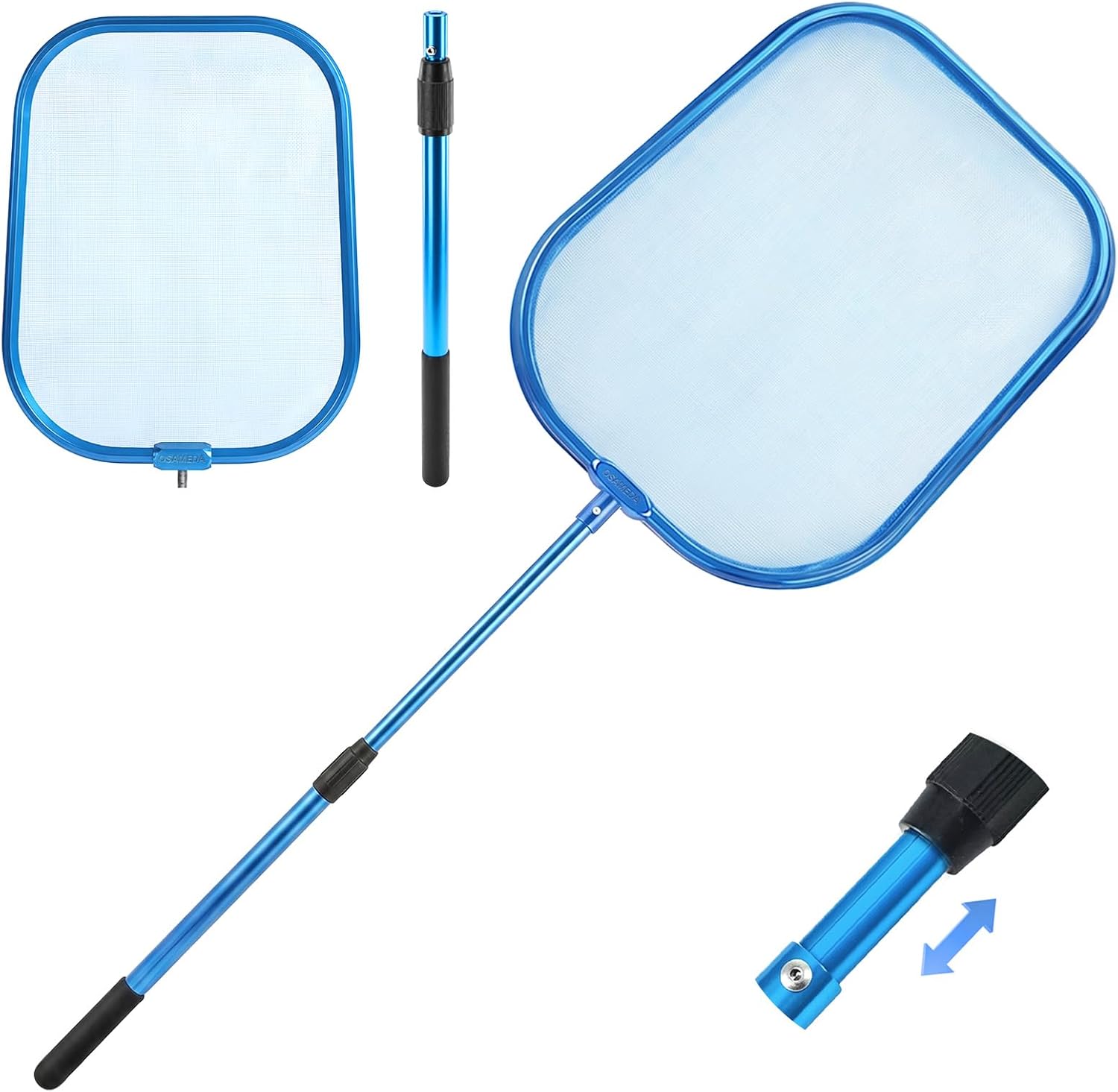 36" Pool Skimmer Net with Pole - Spa Cleaning Net, Metal Blue
