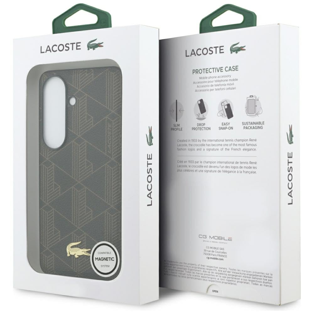 CG MOBILE Lacoste Monogram PCW, mieszanka kompatybilna z MagSafe etui do Samsung Galaxy S26 (brązowe)