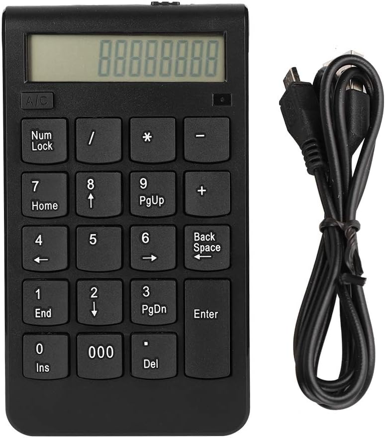 Zerone Numeric Keyboard 2.4G USB Number Pad Full Size 19 Keys Portable Keypad for Laptop PC with LCD Display