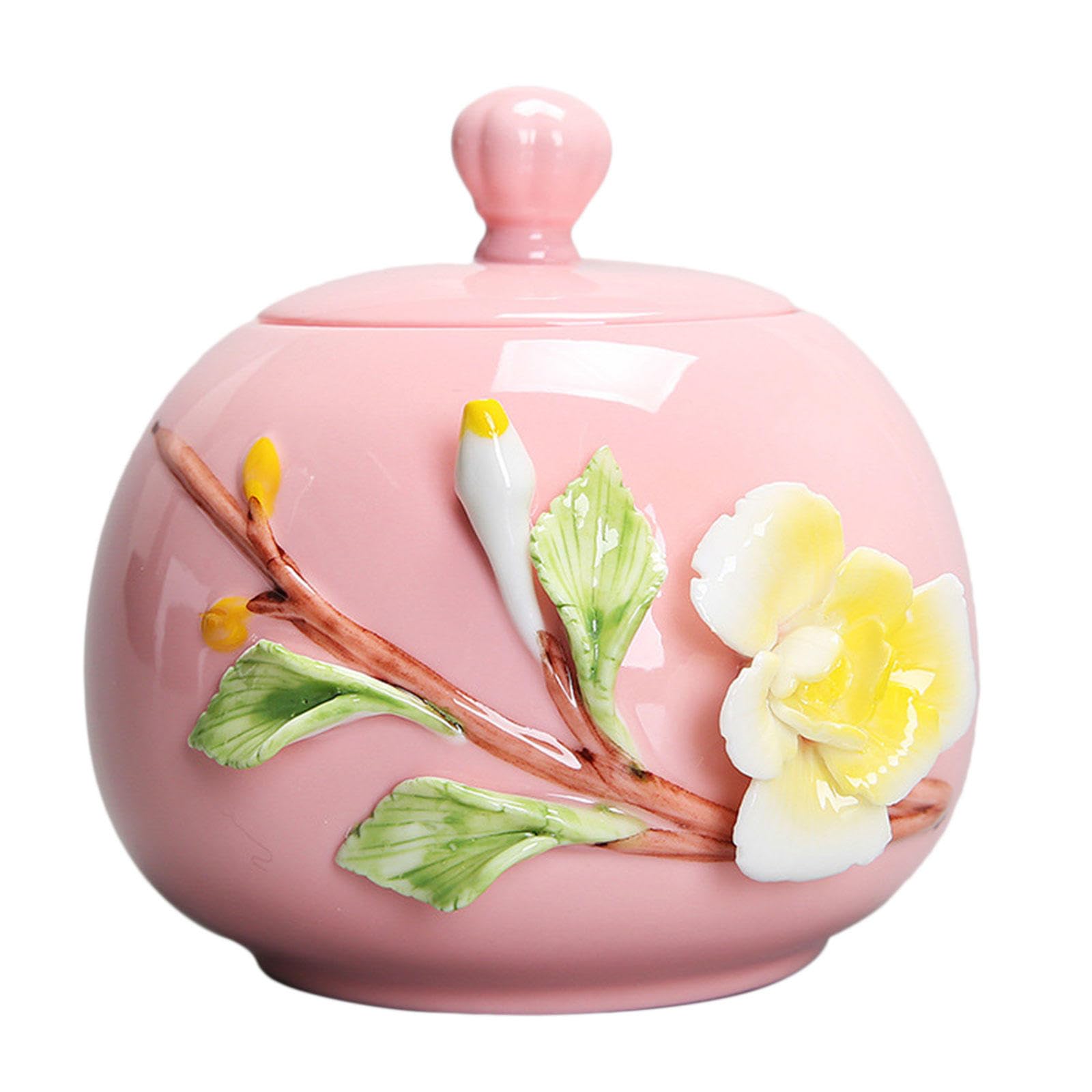 Urn, Memorial Burial Funeral Urn for Human Ashes or Pet Decorative Flower(Pink,Small)
