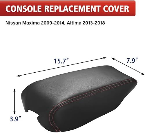 Miniatura 5 de KBH Funda de repuesto para reposabrazos de consola central de automóvil para Nissan Maxima 2009-2014, Altima 2013-2018, tapicería de piel de vinilo