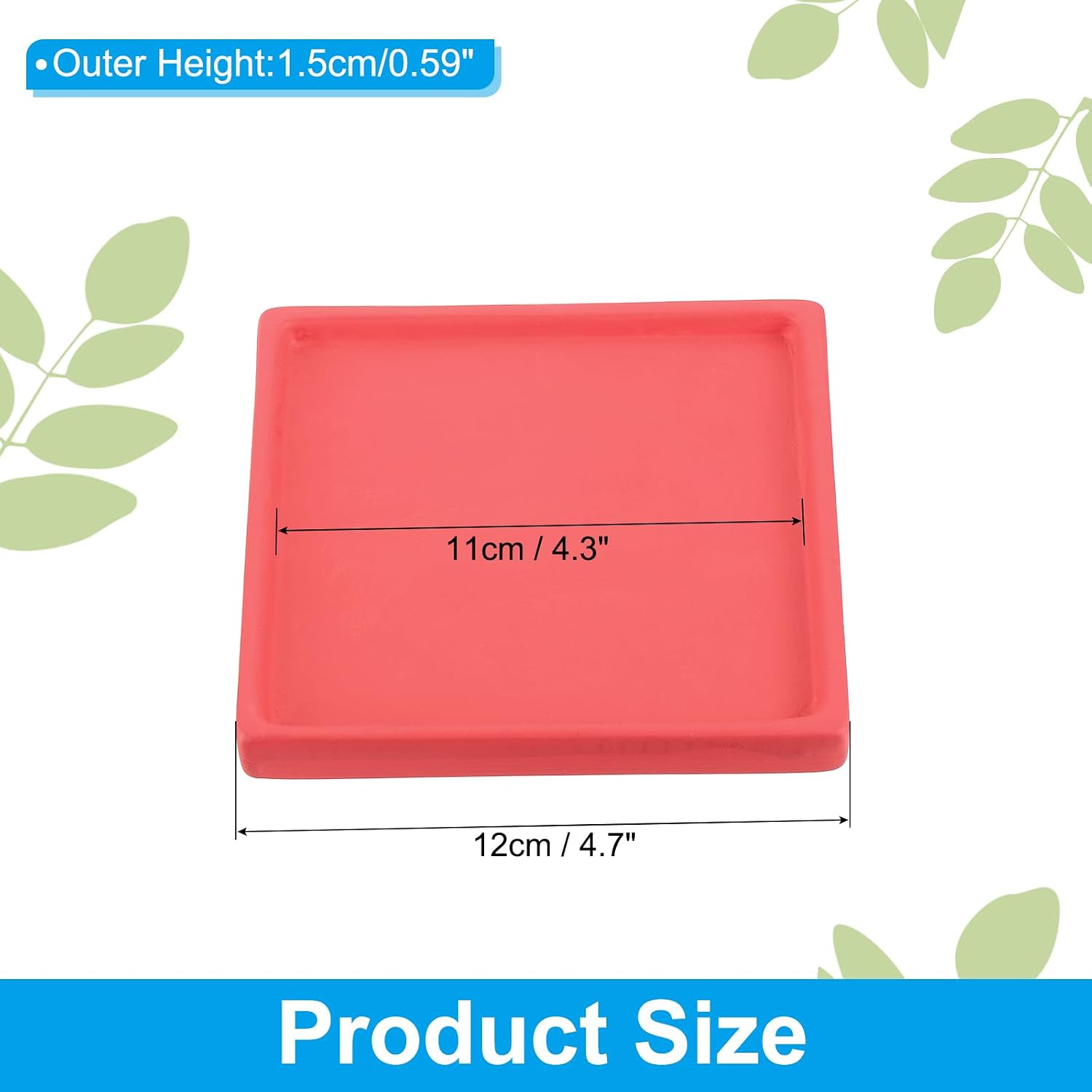 PATIKIL 5 Inch Plant Pot Saucers, 4 Pack Ceramic Square Plant Saucer Tray Flower Planter Drip Tray for Indoors Outdoors Patio Balcony, Red