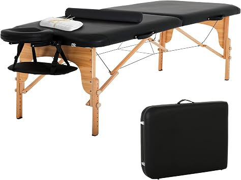BestMassage Massage Bed Portable Massage Table 28 inch Wide Lash Bed Height Adjustable 2 Folding Spa Table with Half Bolster Oxford Bag for Spa Footmassage Facial CareSpa Tattoo