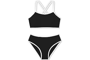 Girls Swimsuit 7-16Y Girls Bathing Suit Solid Adjustable Straps 2 Piece Swimsuits...