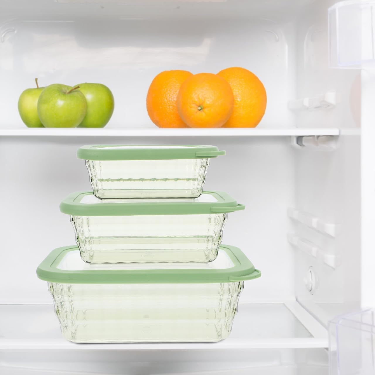 Food Storage Containers 3-Piece Set Fresh Box Bento Box Leakproof Kitchen Organizer for Salad Snack Vegetable Storage with Clear Lids