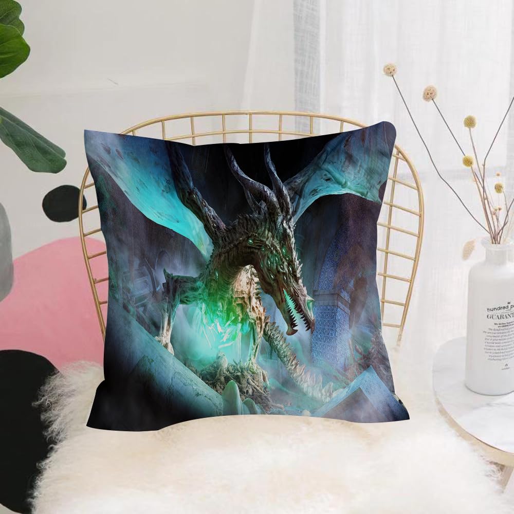 HYOSXW Cushion Cover,Throw Pillow Case Home Decorative for Living Room Bedroom Sofa Chair 16X16 Inch,A creepy homunculus dragon with melted skin and a dozen glowing green eyes over,Pillowcase 40X40cm