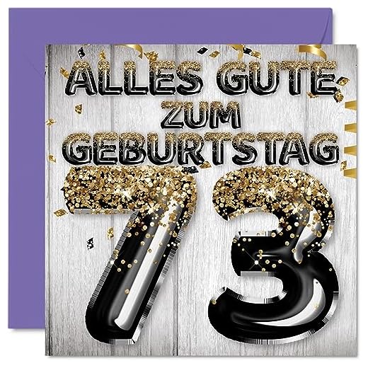 73. Tarjeta de cumpleaños para hombres – Globos con purpurina negra y dorada, tarjetas de cumpleaños para hombre de 73 años, papá, bisabuelo, abuelo, 145 mm, setenta y tres tarjetas de felicitación de