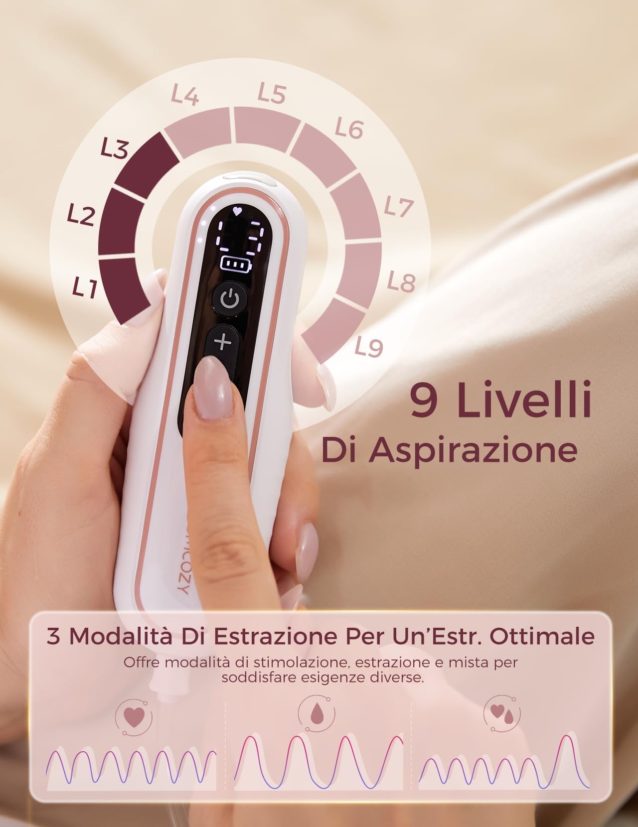 Momcozy Tiralatte Elettrico V2 Pro Ultra-Leggero e Portatile: Design a Mani Libere con Flangia DoubleFit Integrata | 3 Modalità, 9 Livelli | Silenzioso e Anti-Perdite | Misure 17/19/21/24mm