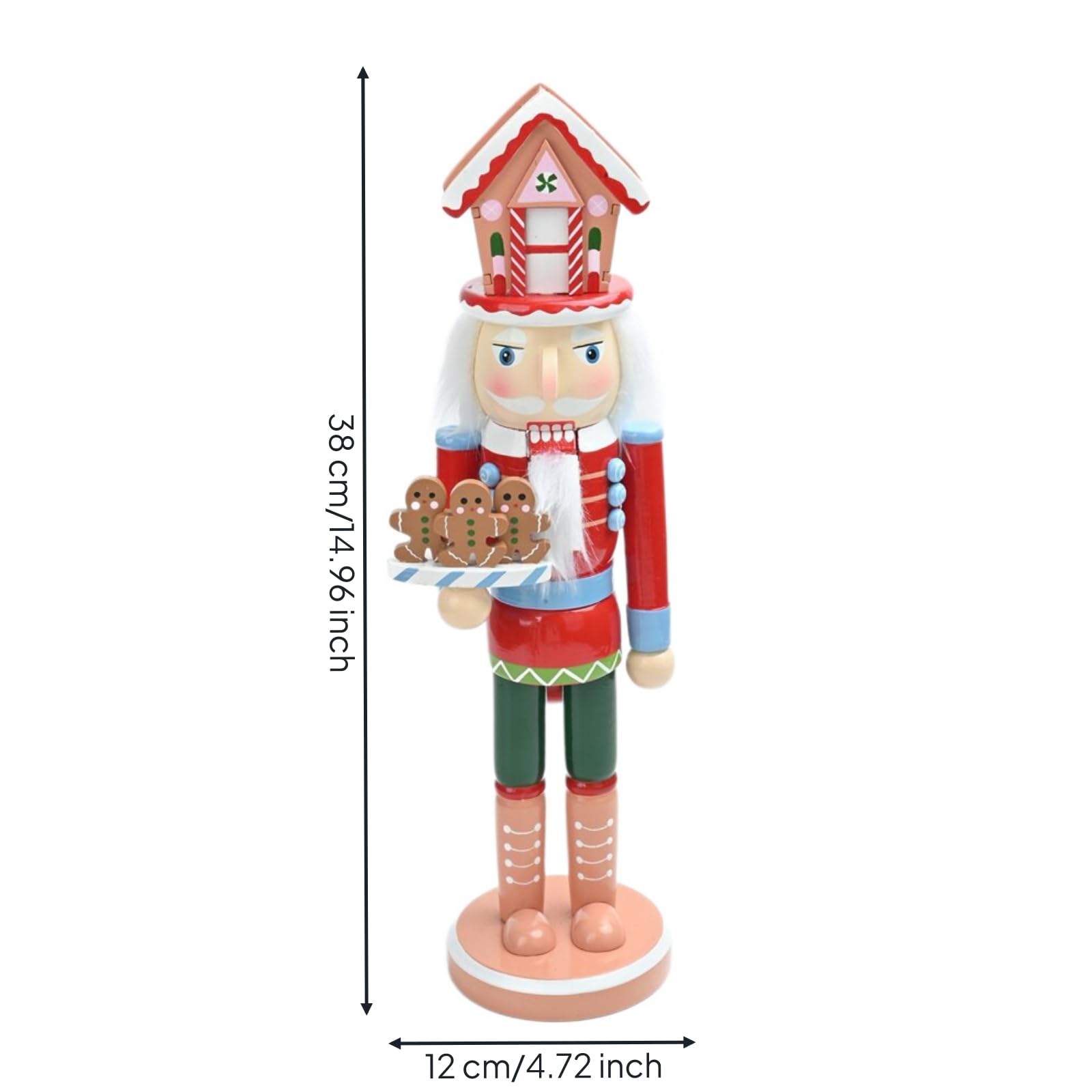 Harilla Figura de Festivo Muñeco Adorno Navideño Decoración de Mesa Centro de Mesa Base Redonda Estable Madera con Bandeja Decorativa