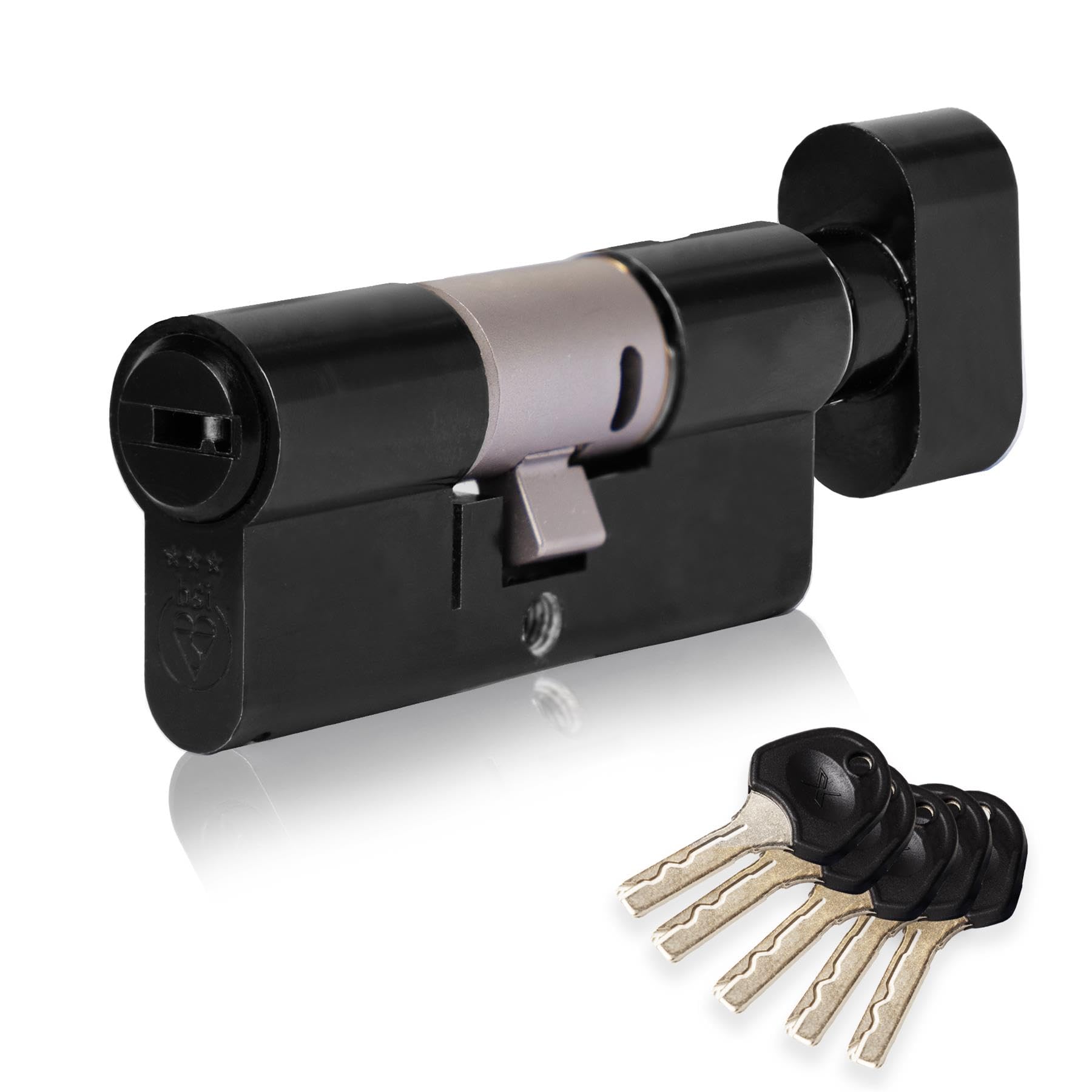 XFORT Colossus Matt Black 3 Star Kitemarked Thumb Turn Euro Cylinder Lock 45EX/55T (100mm)