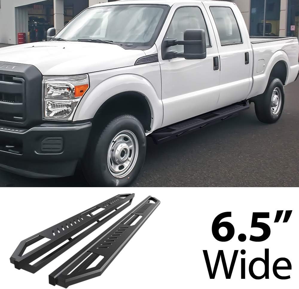 HD Ridez Hybrid Rocker Steel Armor Compatible with Ford F250 F350 Super Duty 1999-2016 Crew Cab (Nerf Bar Side Steps Side Bars)
