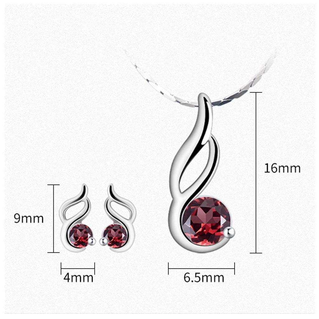 Collane da Donna in Pietra Ciondolo Anello Donna Argento Insieme dell'orecchino Ametista Naturale Collana Classic Red Naturale (Due Colori) Collana con Pendente (Color : A)