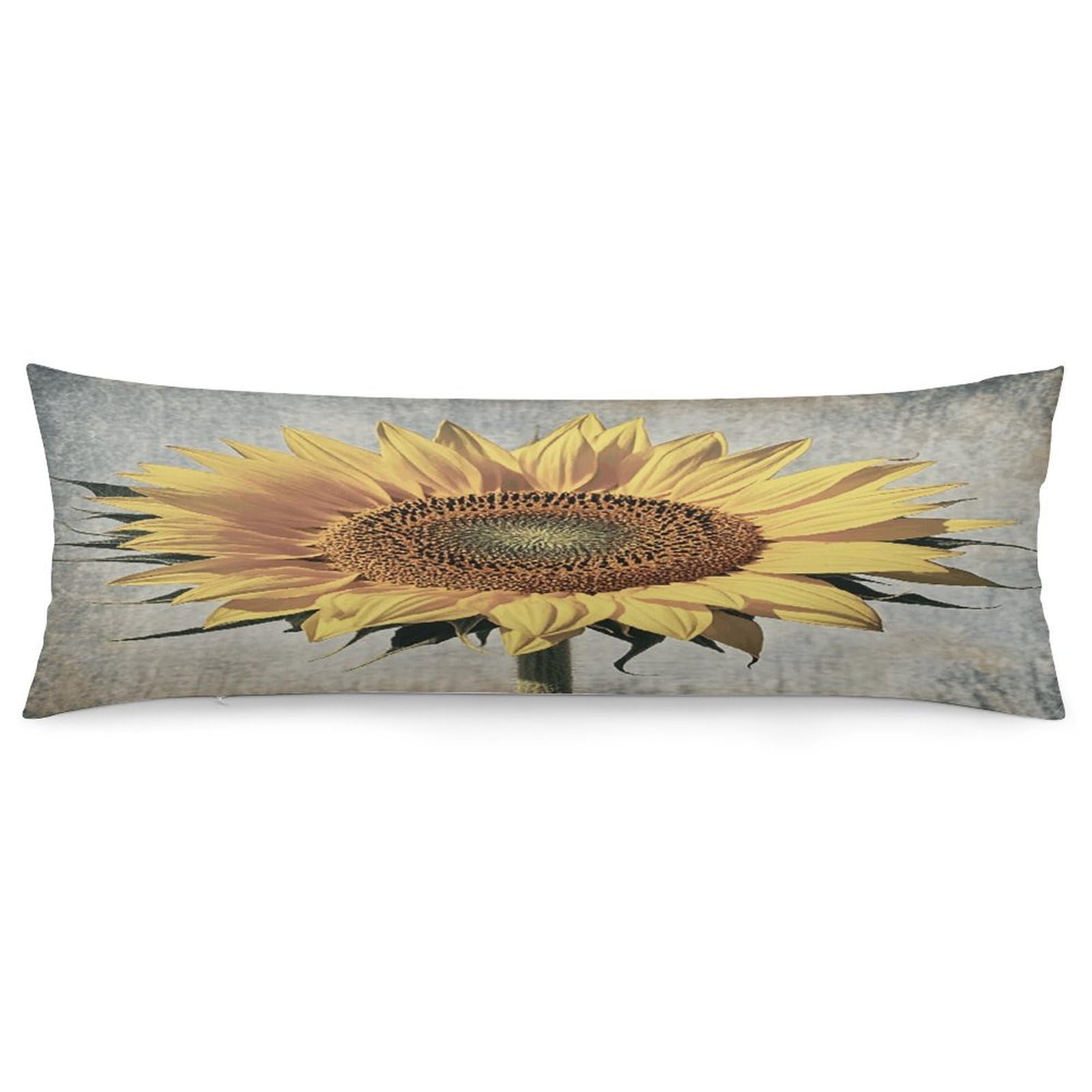 Retro Sunflower Pillowcase Decorative Body Pillow Cover Soft Full Long Pillow Case Breathable Large Body Pillowcase Cute Cozy Pillow Sham for Bed Couch Sofa 18.9 X 53 Inch