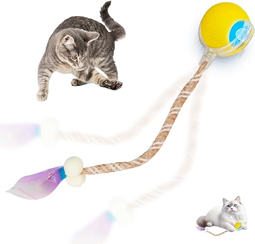 Miniatura 1 de Juguete interactivo para gatos, juguetes para gatos de interior, bola de gato ágil en movimiento con cola de malla elástica, juguetes automáticos