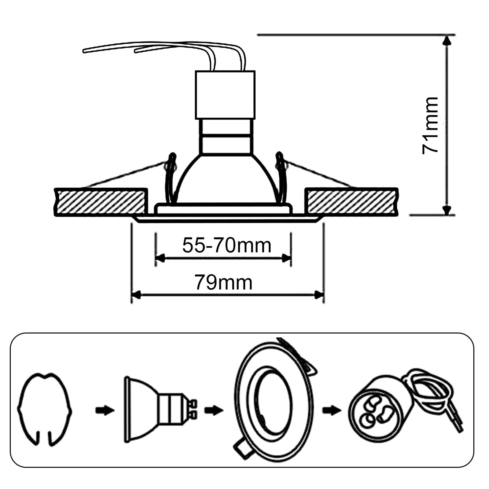 HiBay 4er Set LED Spot Einbaustrahler 230V GU10 5W 68mm Einbauspots Rund Einbauleuchten Edelstahl gebürstet Neutralweiß für Wohnzimmer Schlafzimmer Küche