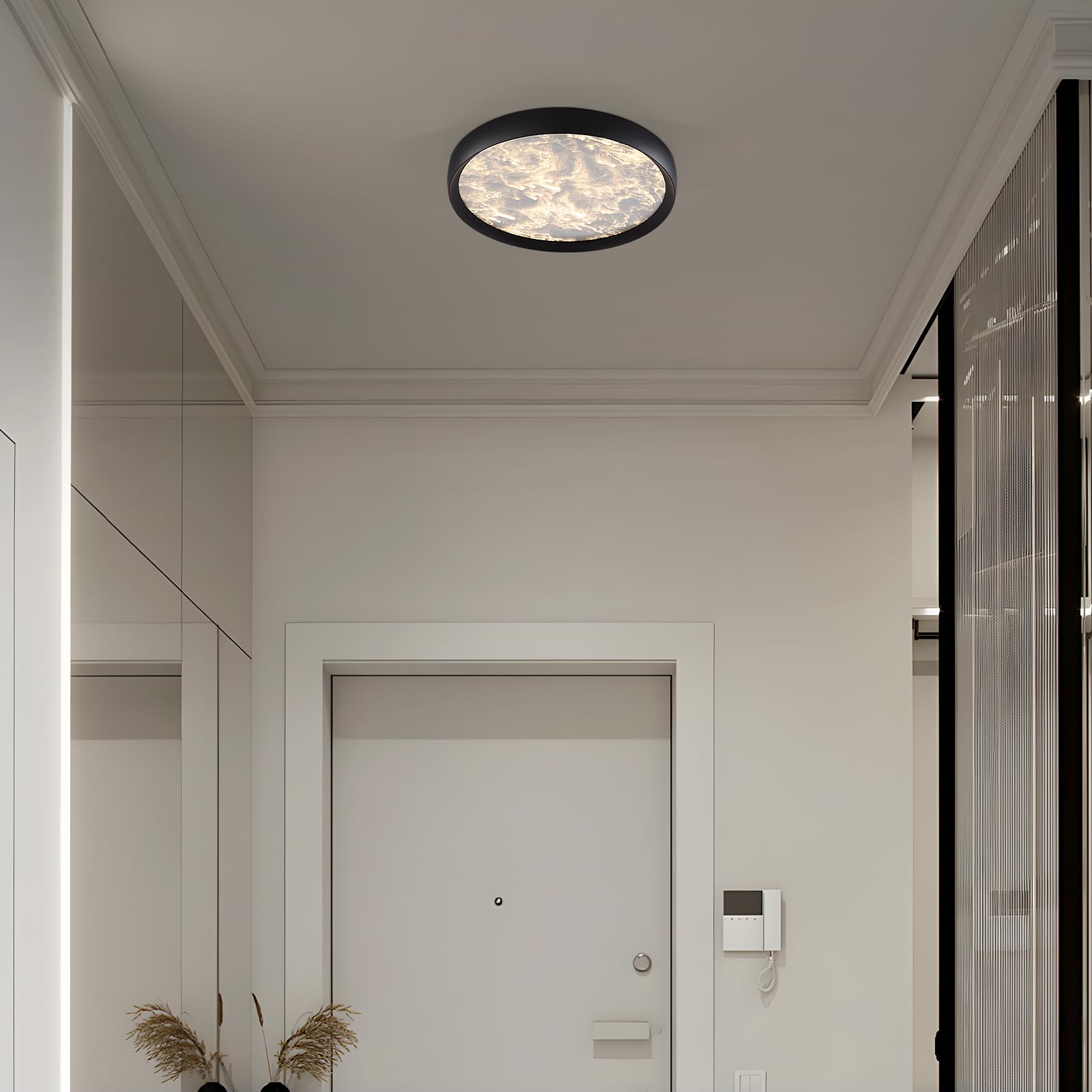 Okrągła lampa sufitowa chmura czarno-biała, nowoczesna. Lampa sufitowa 40 cm do salonu, 36 W, 3000-6000 K zmienna intensywność z pilotem zdalnego sterowania Lampa sufitowa Led sypialnia