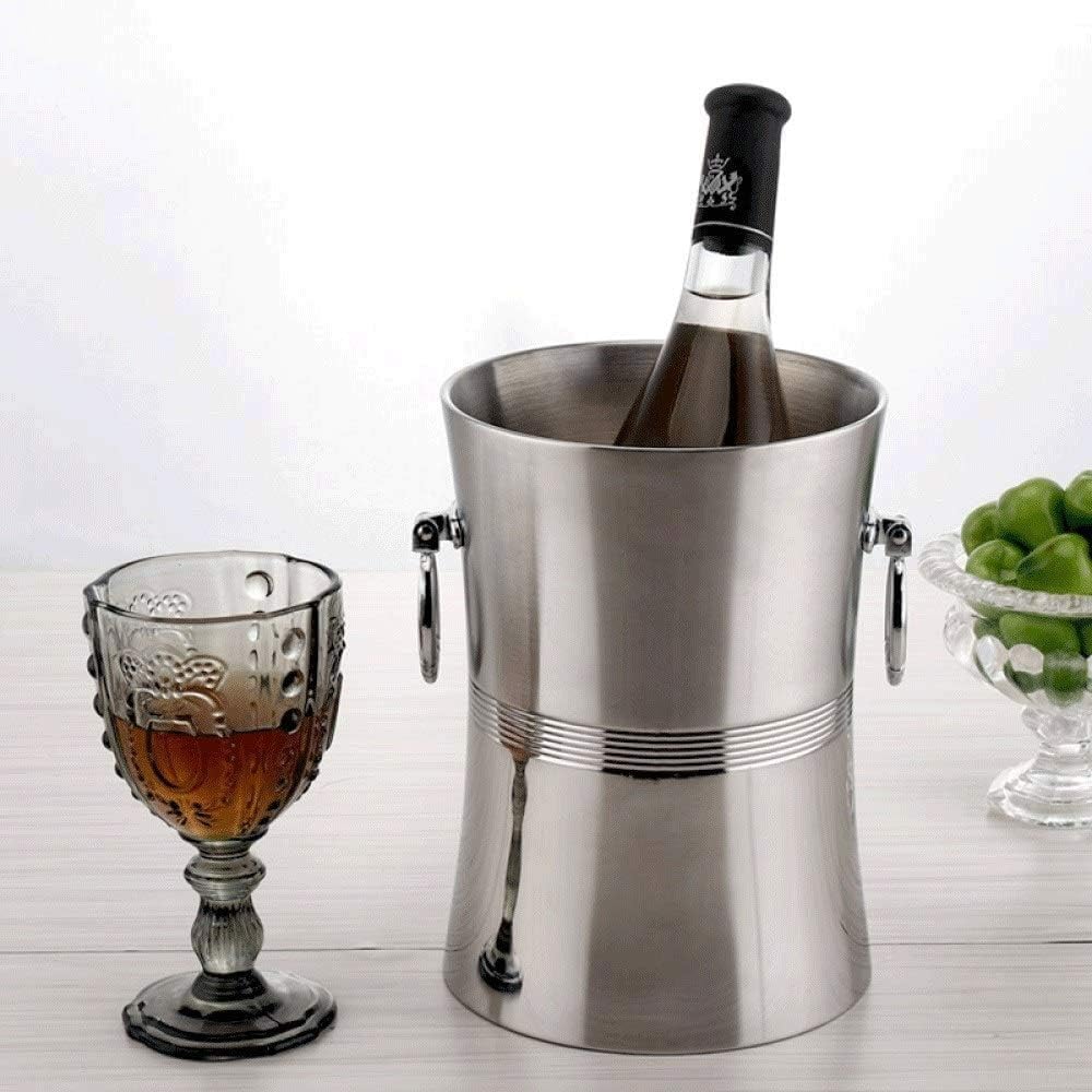 Cubitera Botella Vino Cubo de Hielo de Acero Inoxidable, Pinzas para Hielo, Enfriador de Pared de Acero Inoxidable, Enfriador de Botellas, Enfriador de Cerveza y Vino de 3l