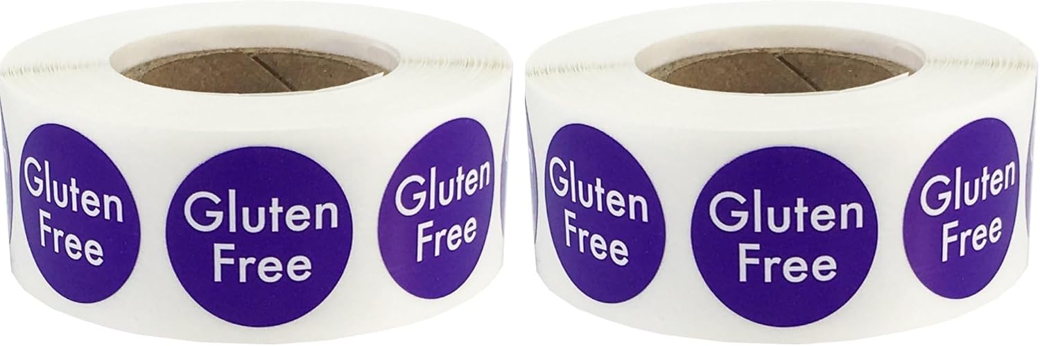 Gluten Free Food Rotation Labels .75 Inch Round Circle Dots 500 Adhesive Stickers (Pack of 2)