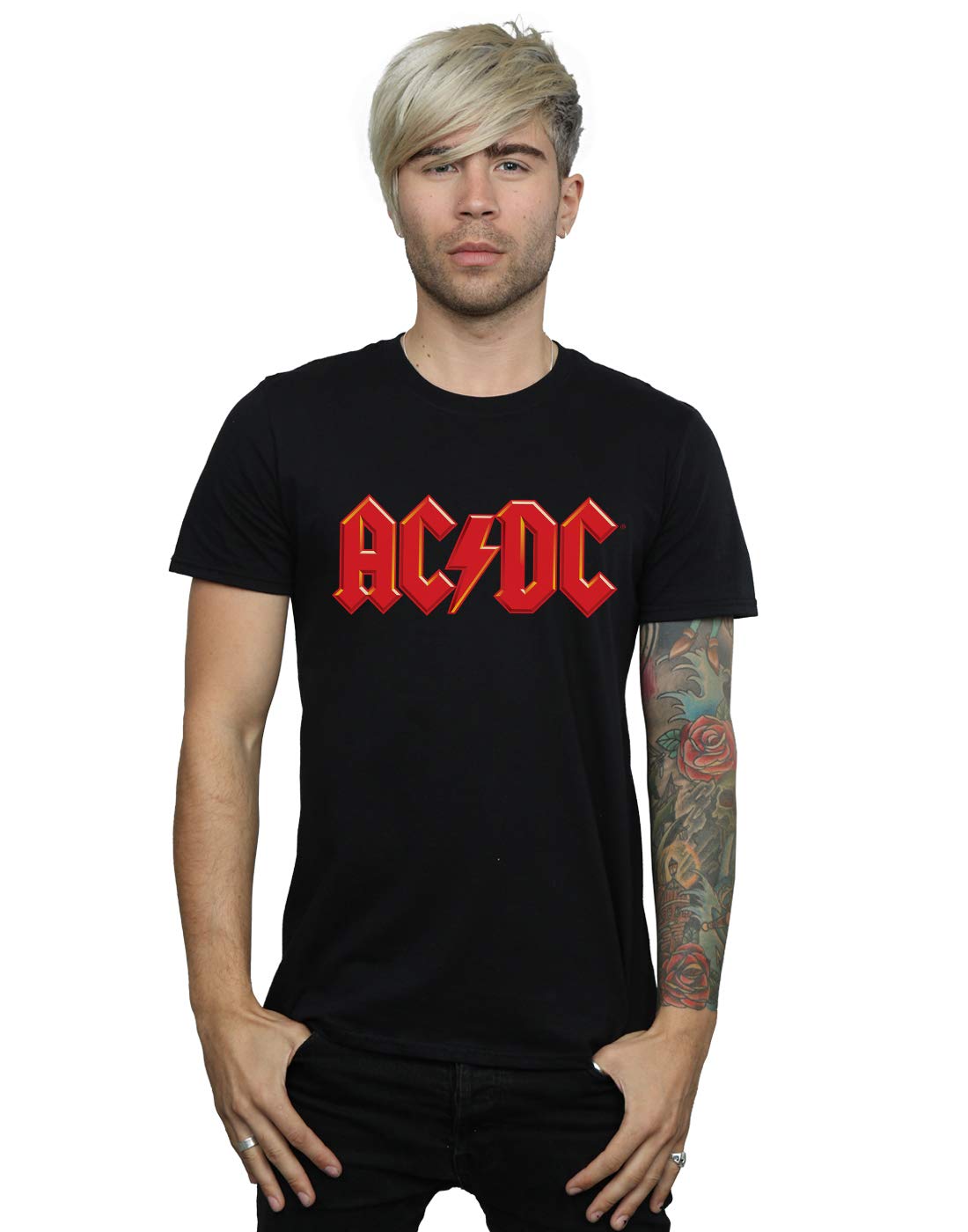Absolute Cult Men's Black Acdc Red Logo T-Shirt XX-Large