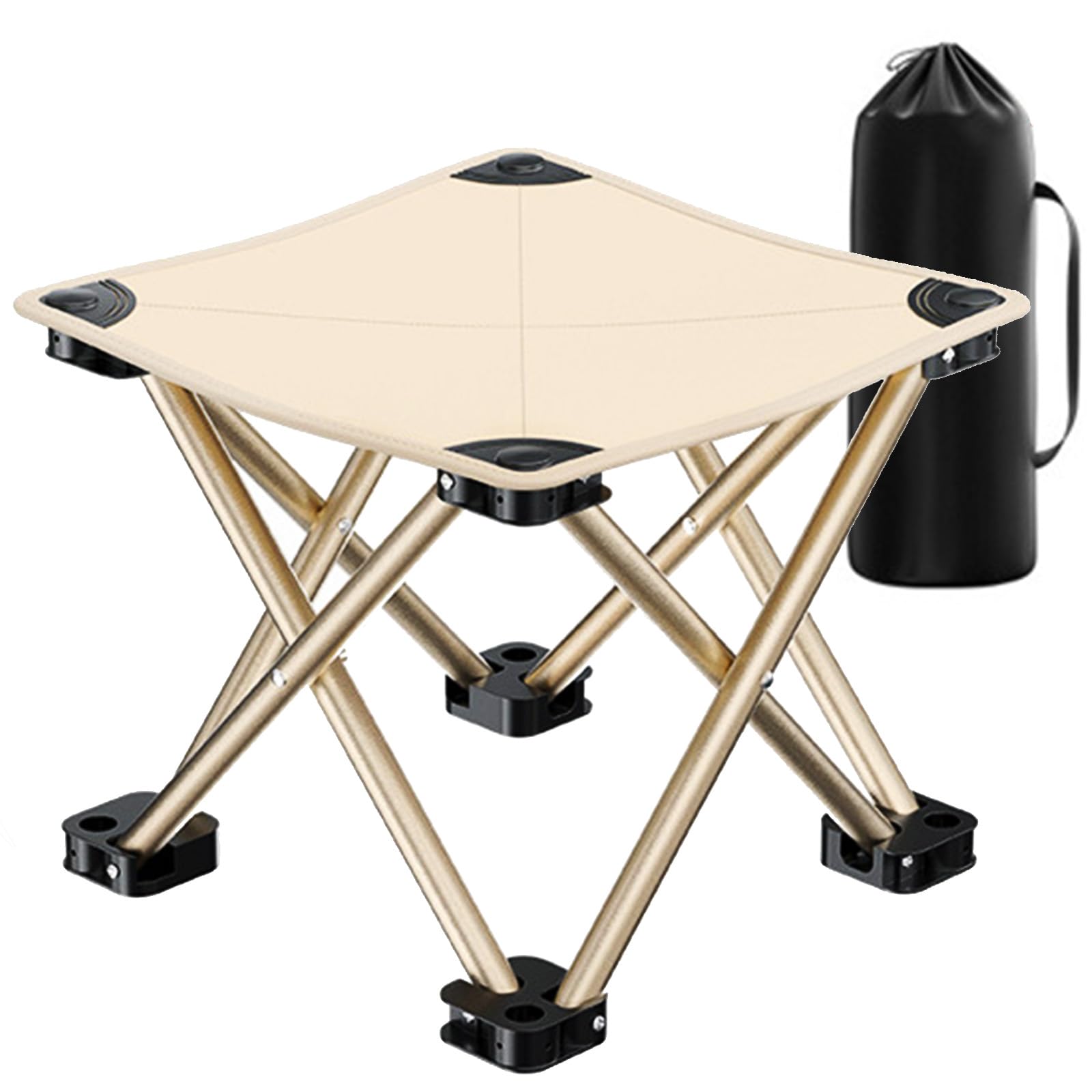 Houslux Folding Stool Foldable Stool Collapsible Stool Camping Stool, Folding Stool with Stable Feet and Carry Bag, 33 * 33 * 33cm, for Picnics Fishing Watching Games (Khaki)