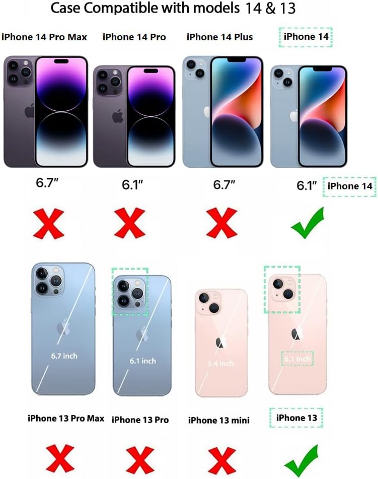 Compatible with iPhone 14/13 6.1" Wallet Case with Card Holder Folio Flip PU Leather Kickstand Card Slots Case Double Magnetic Clasp and RFID Blocking Cover 6.1 Inch (Green Checkerboard) - Image 2