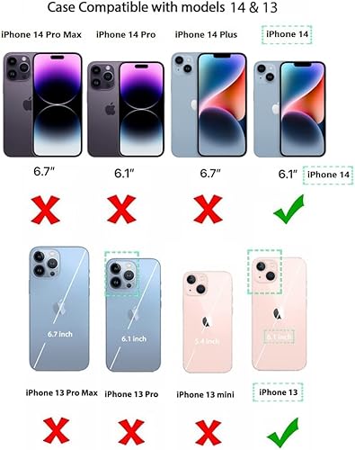 Miniatura 2 de Funda tipo cartera compatible con iPhone 14 de 6.1 pulgadas y iPhone 13 de 6.1 pulgadas con tarjetero, de piel sintética, con ranuras para tarjetas,