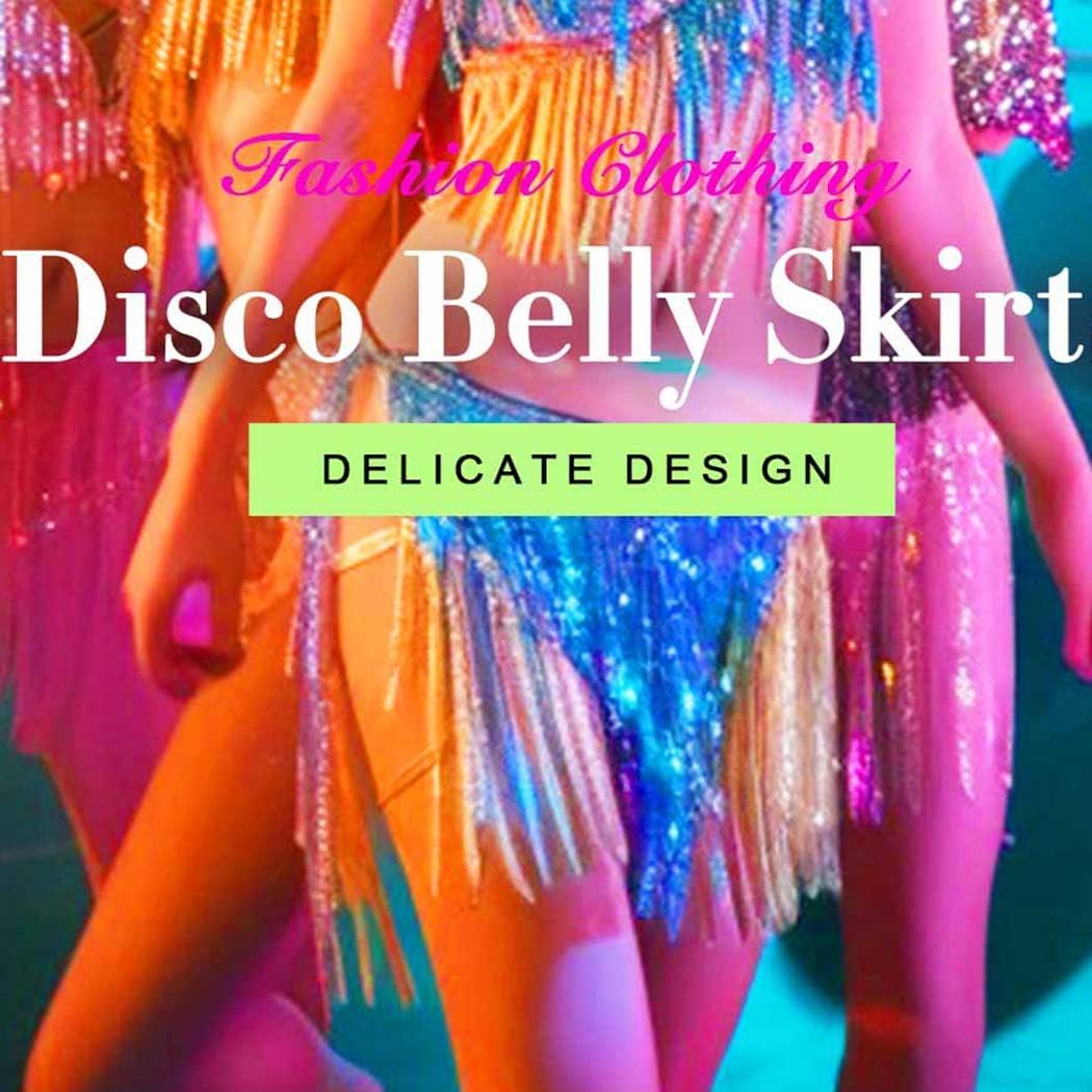 TWINKLEDE Sequin Mermaid Skirt Sparkly Mardi Gras Costume Belly Dance Mini Skirts for Women - Image 5