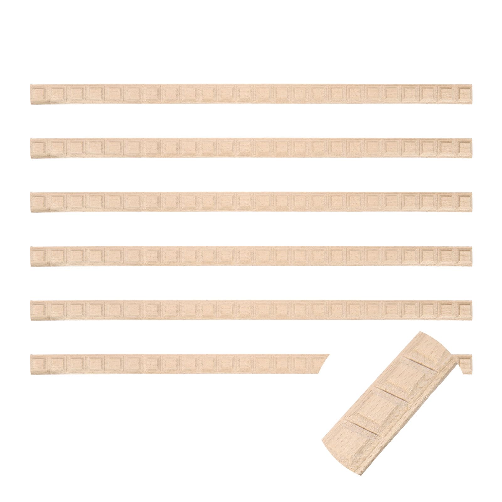 sourcing map 6Pcs 18mm Decorative Wood Trim,Unfinished 3D,Grid — image 1