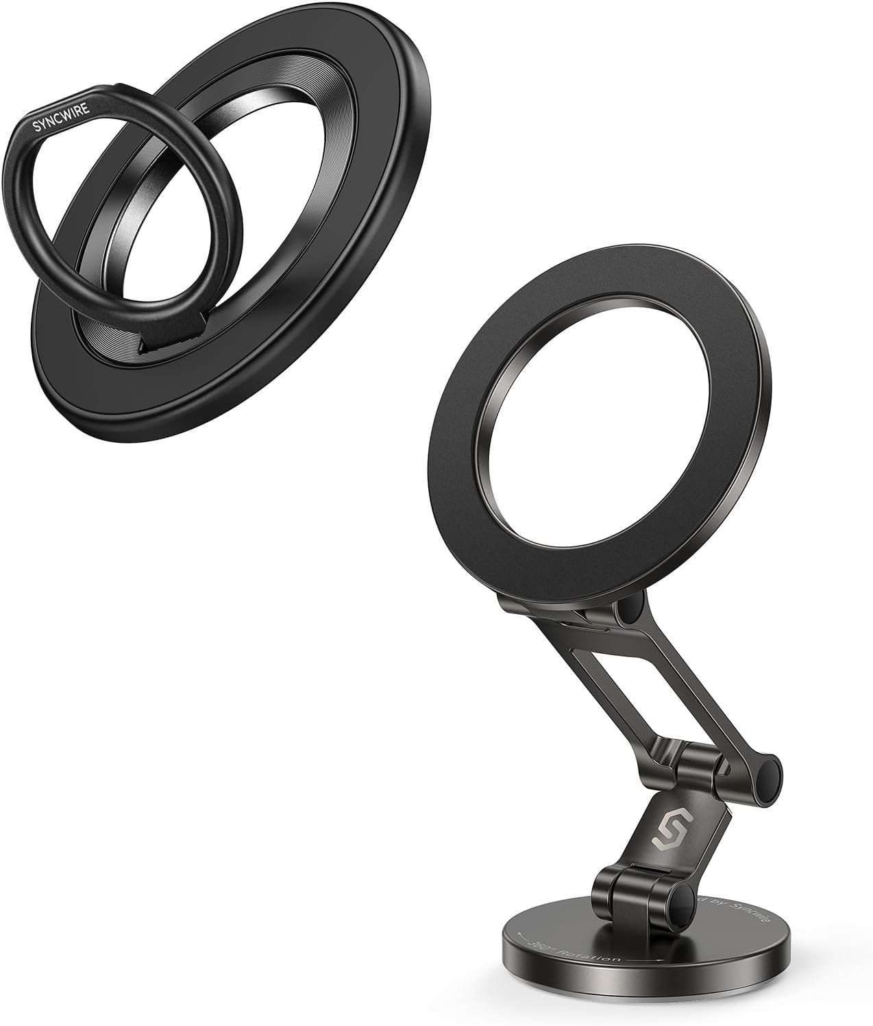 SYNCWIRE Dual-Sided Magnetic Phone Ring Holder Grip and Magnetic Car Phone Mount