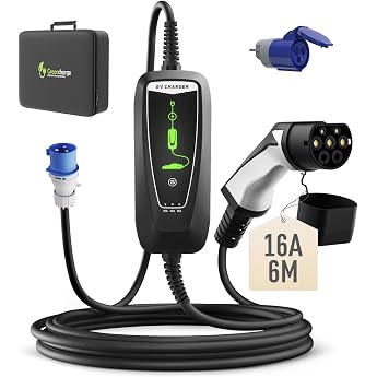 WISSENERGY Type 2 Charging Cable EV Charger 3.68kW with CEE Plug Blue 16A | Single-phase, 10-16A, portable charging cable, e-