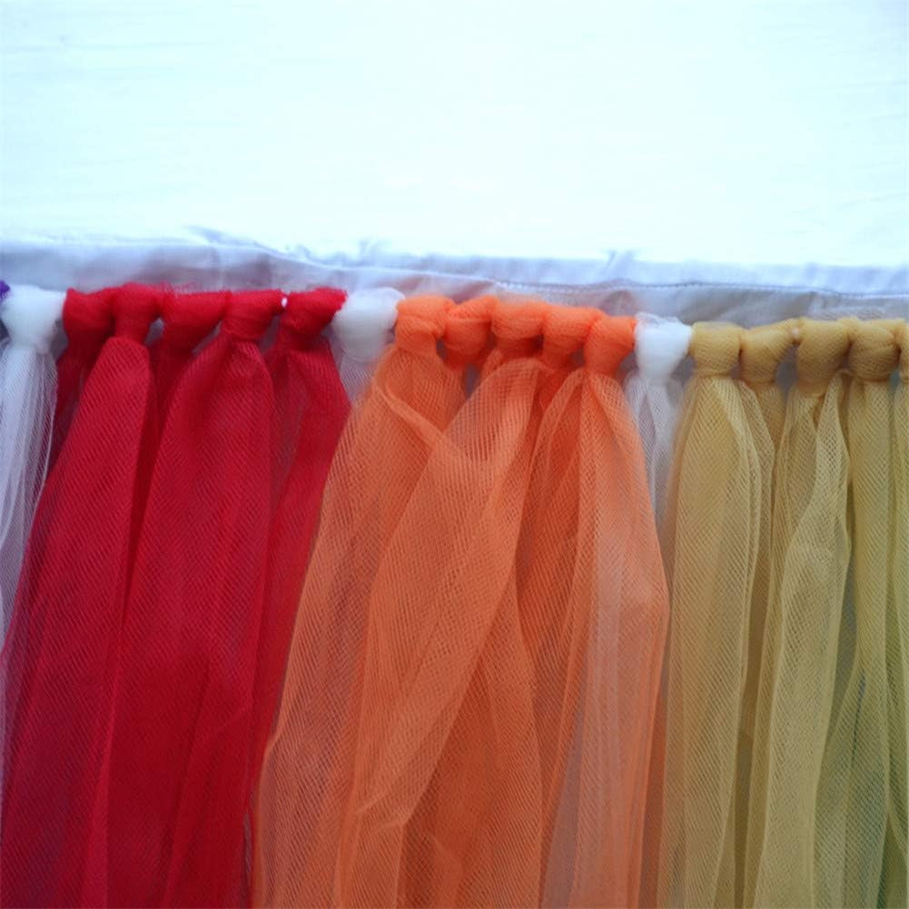 Honeystore Tutu Table Skirt Rainbow Table Skirt for Rectangle or Round Table Skirting Decoration for Bridal Shower Wedding Baby Shower Birthday Party Decor