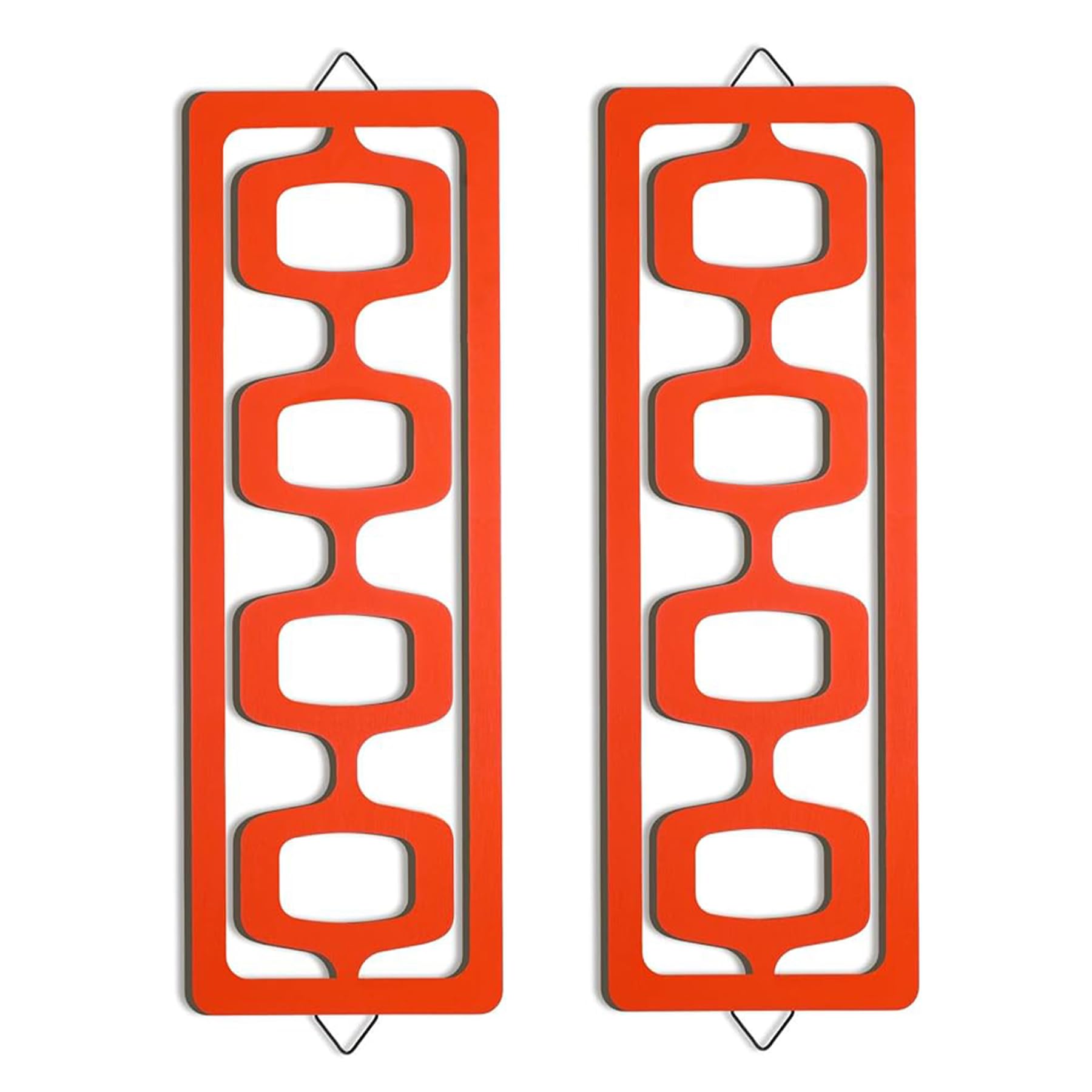 Wasise Orange Wall Art - 2PCS Geometric Wall Art, Bedroom Decor, Mid Century Modern Decor, Medieval Wood Wall Hangings, Simple Modern Retro Decoration, Boho Geometric Art for Office Home Living Room