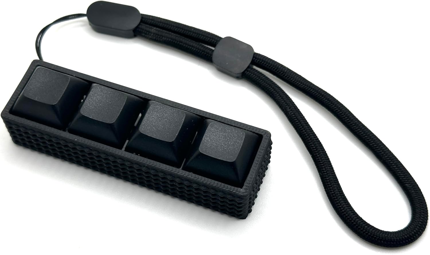 Bubble Base Four-Button Clicky Mechanical Switch Fidget Toy | Stim Toy, Stress Relief, ADHD (Black Base, Light Blue Keycaps)