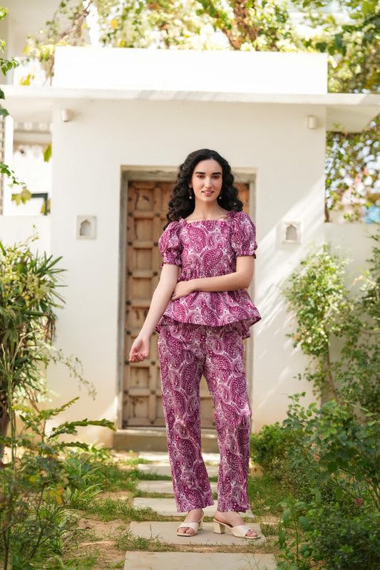 Image of Trendy Queen Co Ord Set | Casual Wear Pant Top Set | Fancy Co-Ord Set | Full Pair Set | Coord Sets for Women | Top Pant Set (SD791)