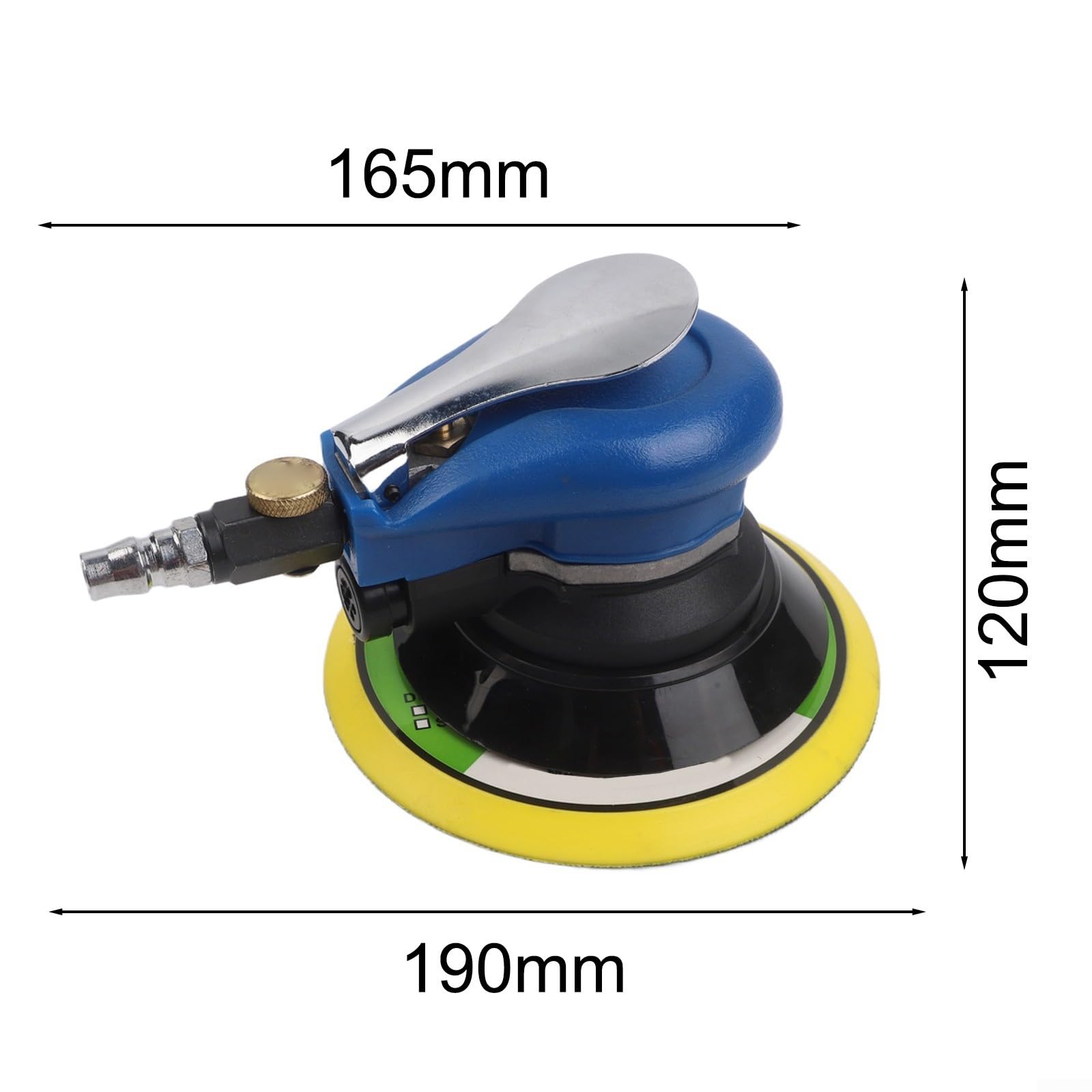 Lijadora orbital neumática de 6 pulgadas (150 mm), 13500 rpm, para pulido de coche y lijado de madera y metal, compacta con función de seguridad (6 pulgadas)